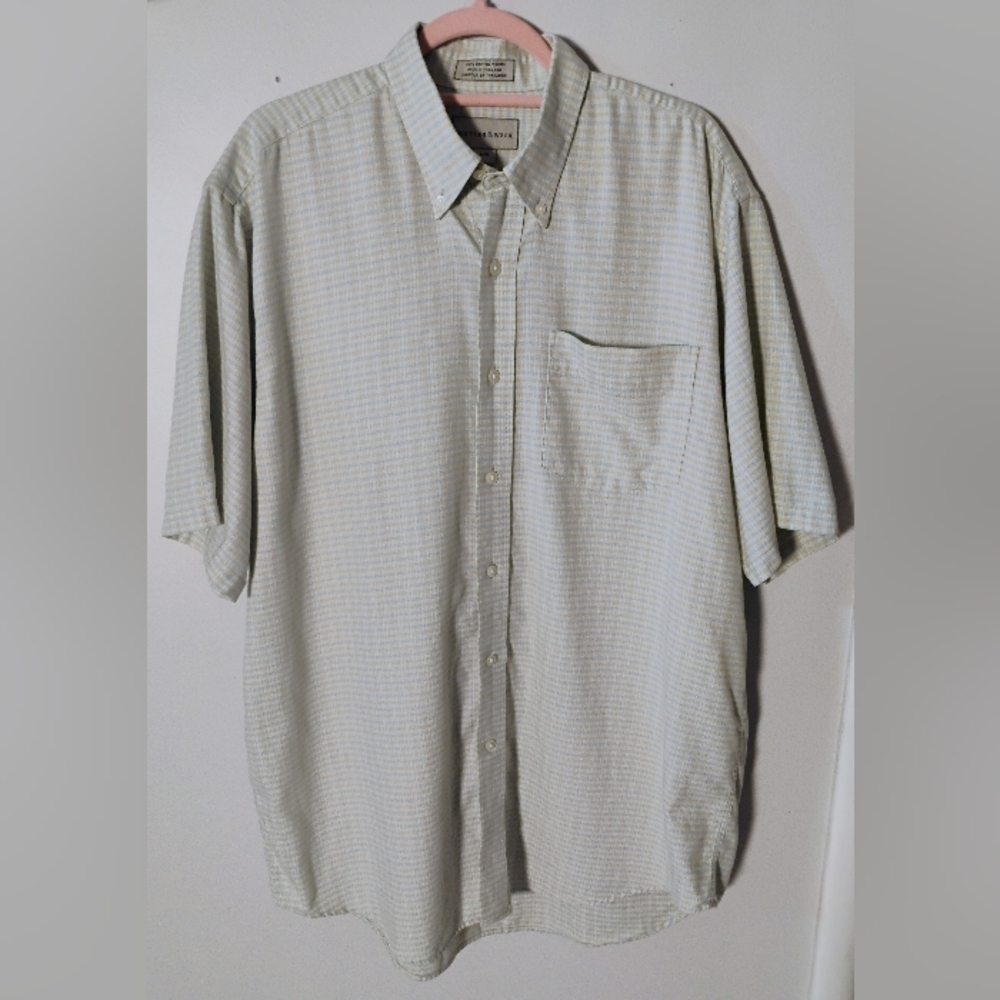 Cutter & Buck Mens Button Down‎ Shirt Plaid Short Sleeve - L